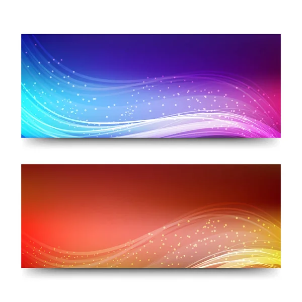 Website headers or banners with wavy lines. — Stock Vector