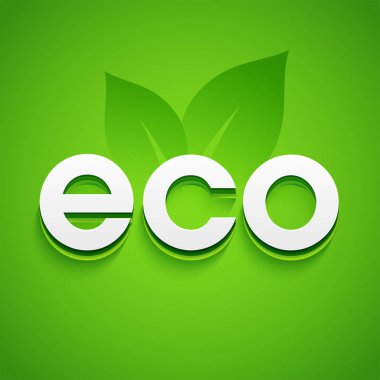 Yaratıcı beyaz Eco metin yeşil yaprakları ile.