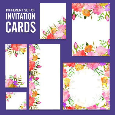 Renkli çiçekler ile sanatsal davetiye.