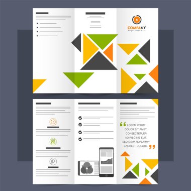 Üç katlı broşür, broşür renkli üçgen ile.