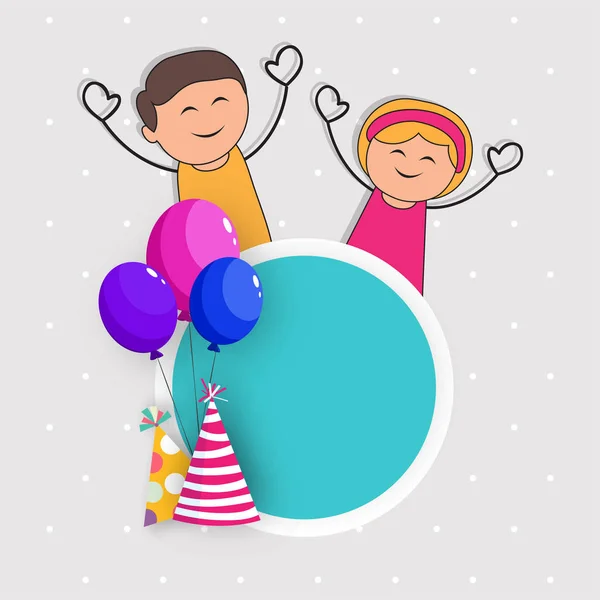 Festeggiamenti di compleanno sfondo con bambini carini . — Vettoriale Stock