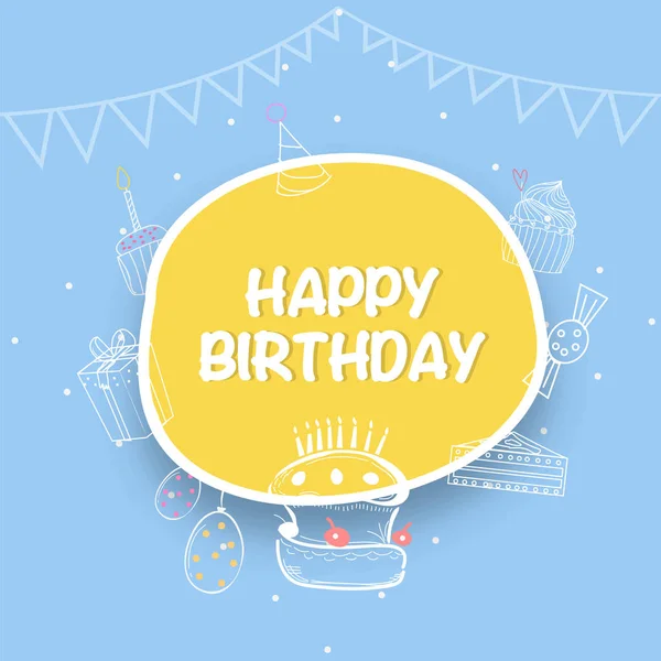 Feliz aniversário ou cartão de convite com elementos doodle . —  Vetores de Stock