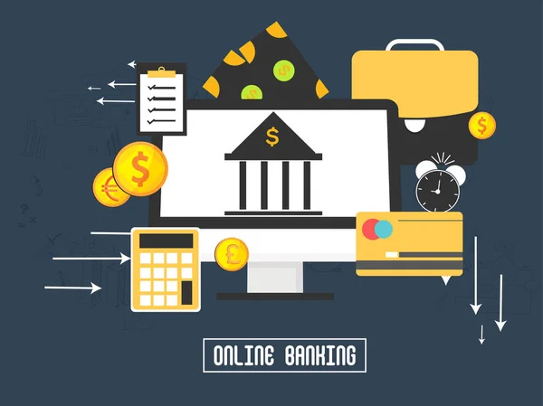 Flat illustration for Online Banking. — Stock Vector