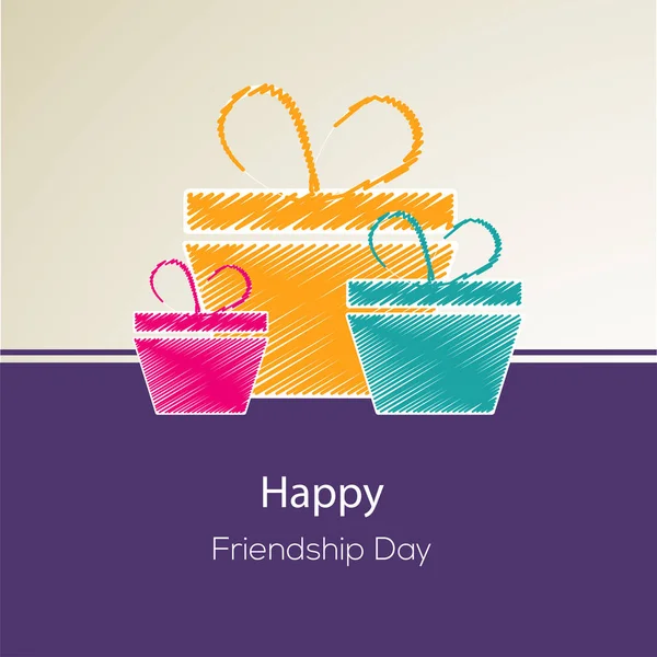 Greeting Card with colorful gifts for Friendship Day. — Stock Vector