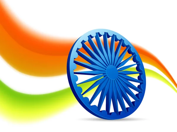 De dag van de onafhankelijkheid van de Indische achtergrond met Ashoka wiel. — Stockvector