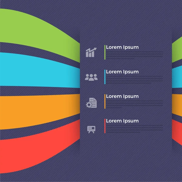 Strisce infografiche colorate business con simboli web . — Vettoriale Stock