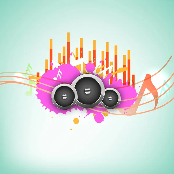 Music background with speakers and musical notes. — Stock Vector