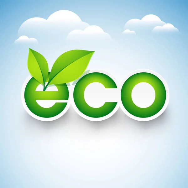 Papier tekst Eco met groene bladeren, ecologie concept. — Stockvector