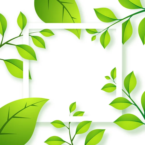 Sfondo ecologico con foglie verdi . — Vettoriale Stock