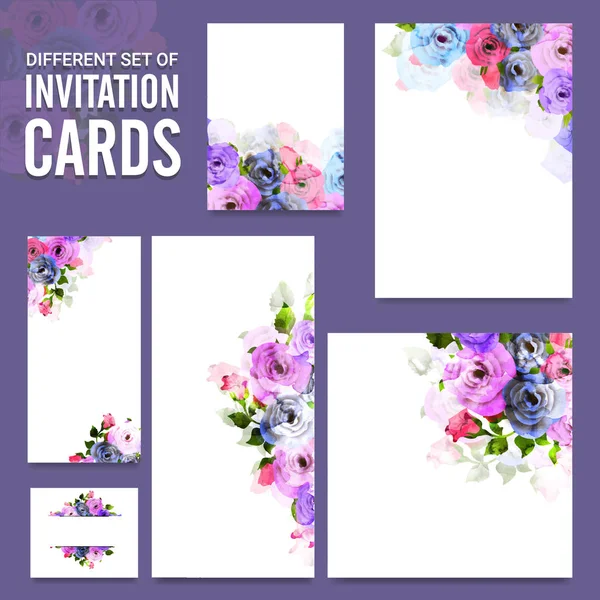 Einladungskarten mit Blumen. — Stockvektor