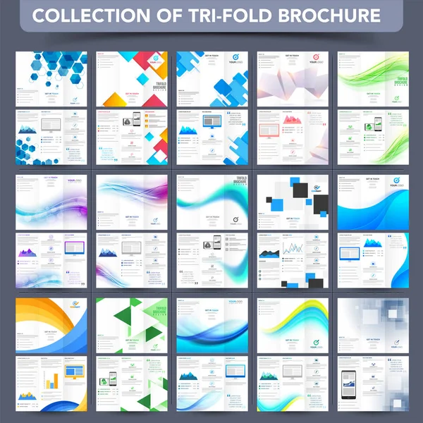 Professional Tri-Fold Leaflet, Brochures collectie. — Stockvector