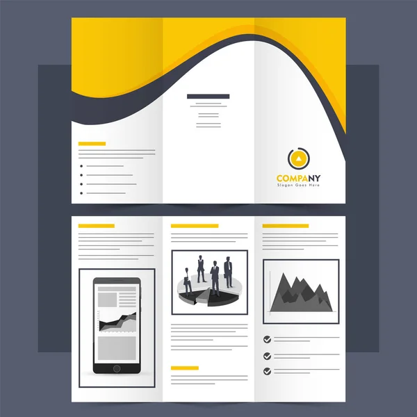 Business-Trifold-Broschüre, Faltblatt-Layout. — Stockvektor