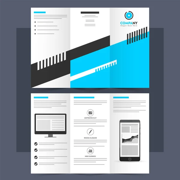 Professional Corporate Tri-Fold Brochure, Template or Leaflet. — Stock Vector