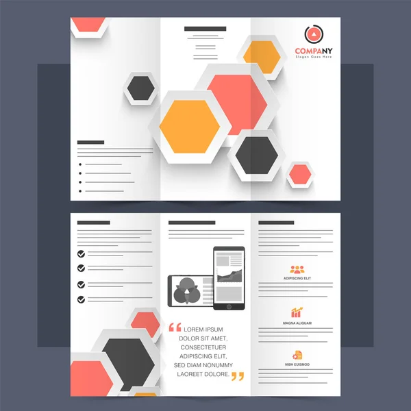 Business Tri-Fold Brochure, Corporate Leaflet design. — Stock Vector