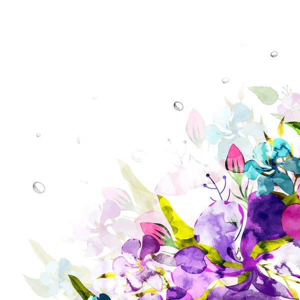 Aquarelle fleurs décorées fond . — Image vectorielle
