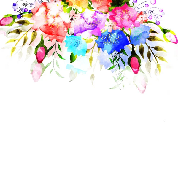 Πολύχρωμα ακουαρέλα λουλούδια διακοσμημένα φόντο. — Διανυσματικό Αρχείο