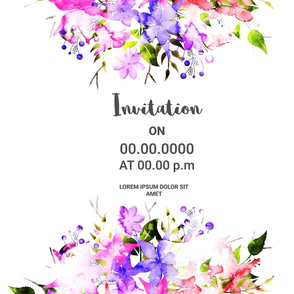 Umělecké Pozvánka s akvarel květy. — Stockový vektor