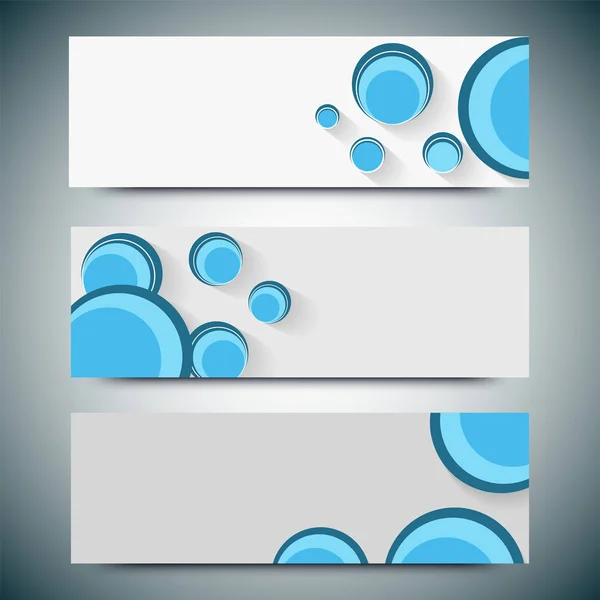 Website headers or banners with blue circles. — Stock Vector