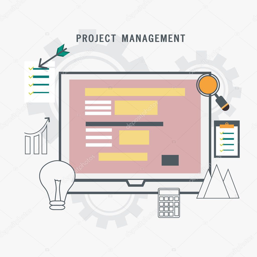 Flat linear illustration for Business Project Management.