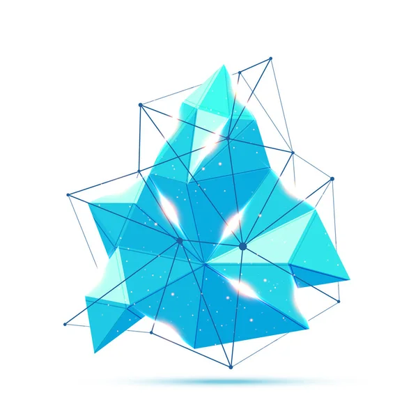 Élément polygonal bleu abstrait avec fusée éclairante . — Image vectorielle