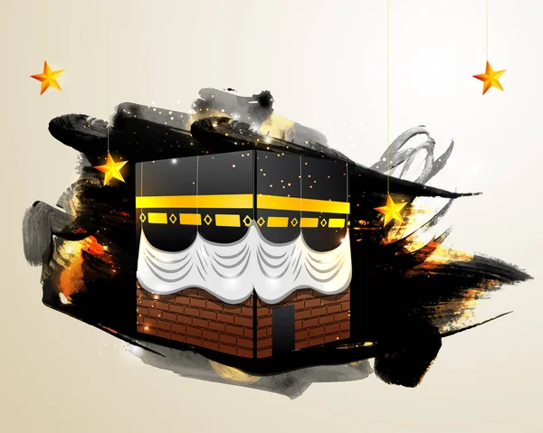 İllüstrasyon Kabe, Mekke. İslam kutsal Mescid-i Haram.