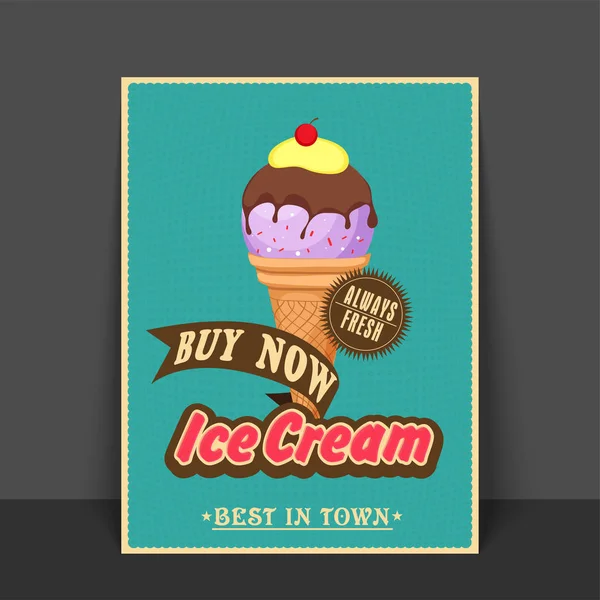 Ice Cream Flyer, șablon sau design banner . — Vector de stoc