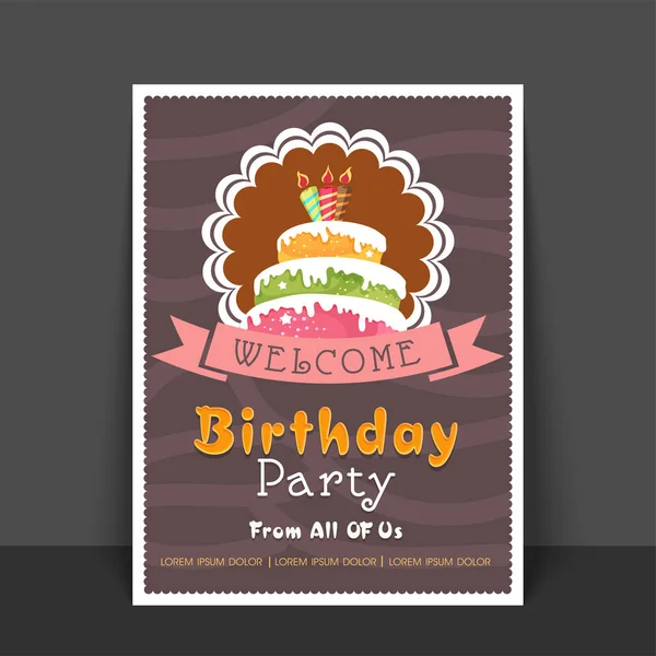 Fiesta de cumpleaños Welcome Card design . — Vector de stock