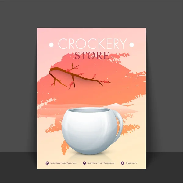 Crockery Store Folheto, modelo ou design de banner . —  Vetores de Stock