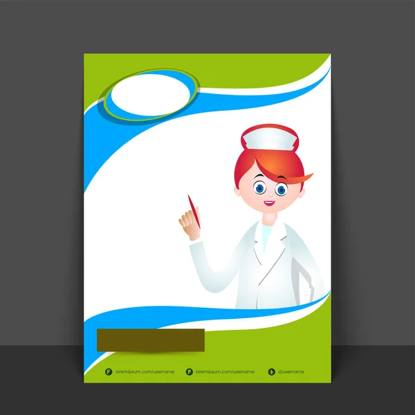 Folleto con enfermera de Salud y Concepto Médico . — Vector de stock