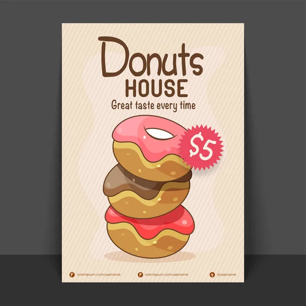 Donut House Flyer, Template or Price Card. — Stock Vector