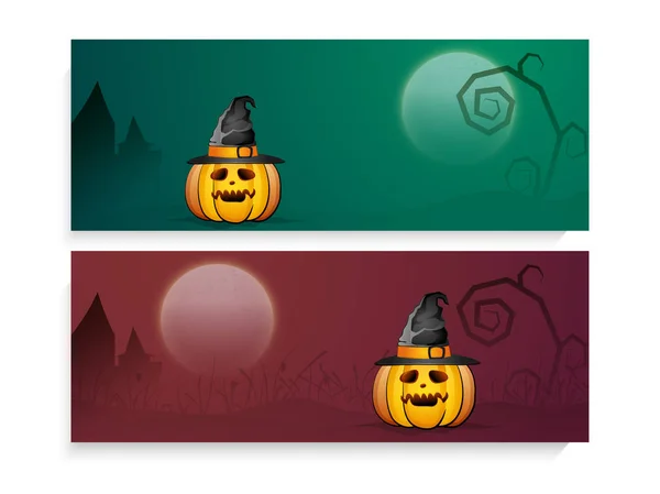 Cabeçalhos de site com abóboras para Halloween . —  Vetores de Stock