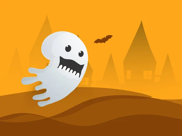 Halloween Party bakgrund med kusliga ghost. — Stock vektor