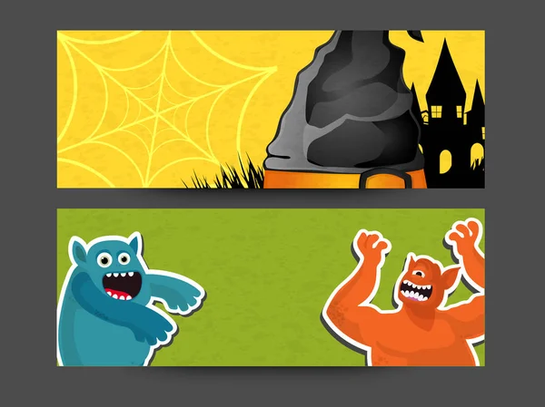 Záhlaví webové stránky Happy Halloween sada. — Stockový vektor