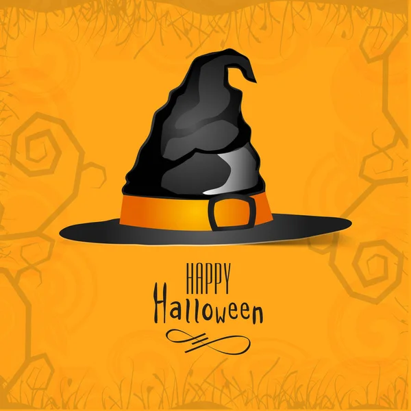 Feliz fundo de Halloween com chapéu de bruxa . — Vetor de Stock