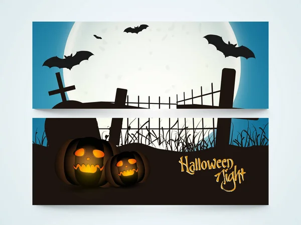 Noche de Halloween sitio web encabezados conjunto . — Archivo Imágenes Vectoriales