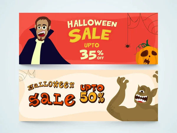 Halloween Sale cabeçalhos do site ou banners set . — Vetor de Stock