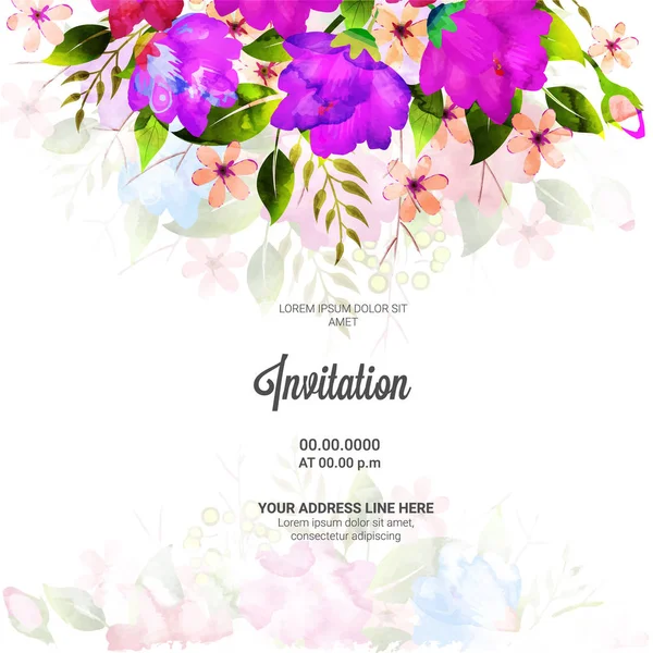 Flores decoradas, Invitación Diseño de tarjetas . — Vector de stock