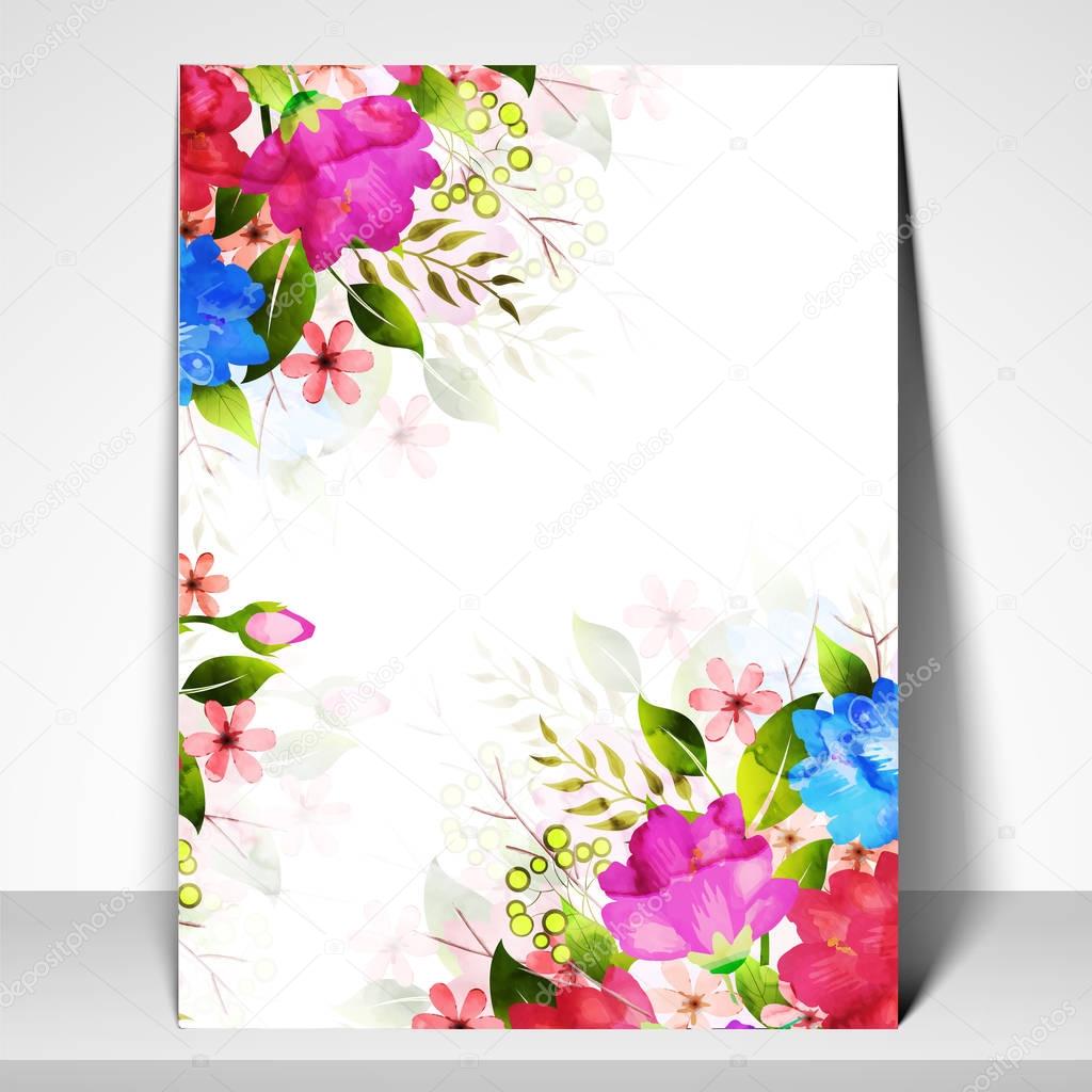 Greeting Card or Invitation Card with colorful flowers.