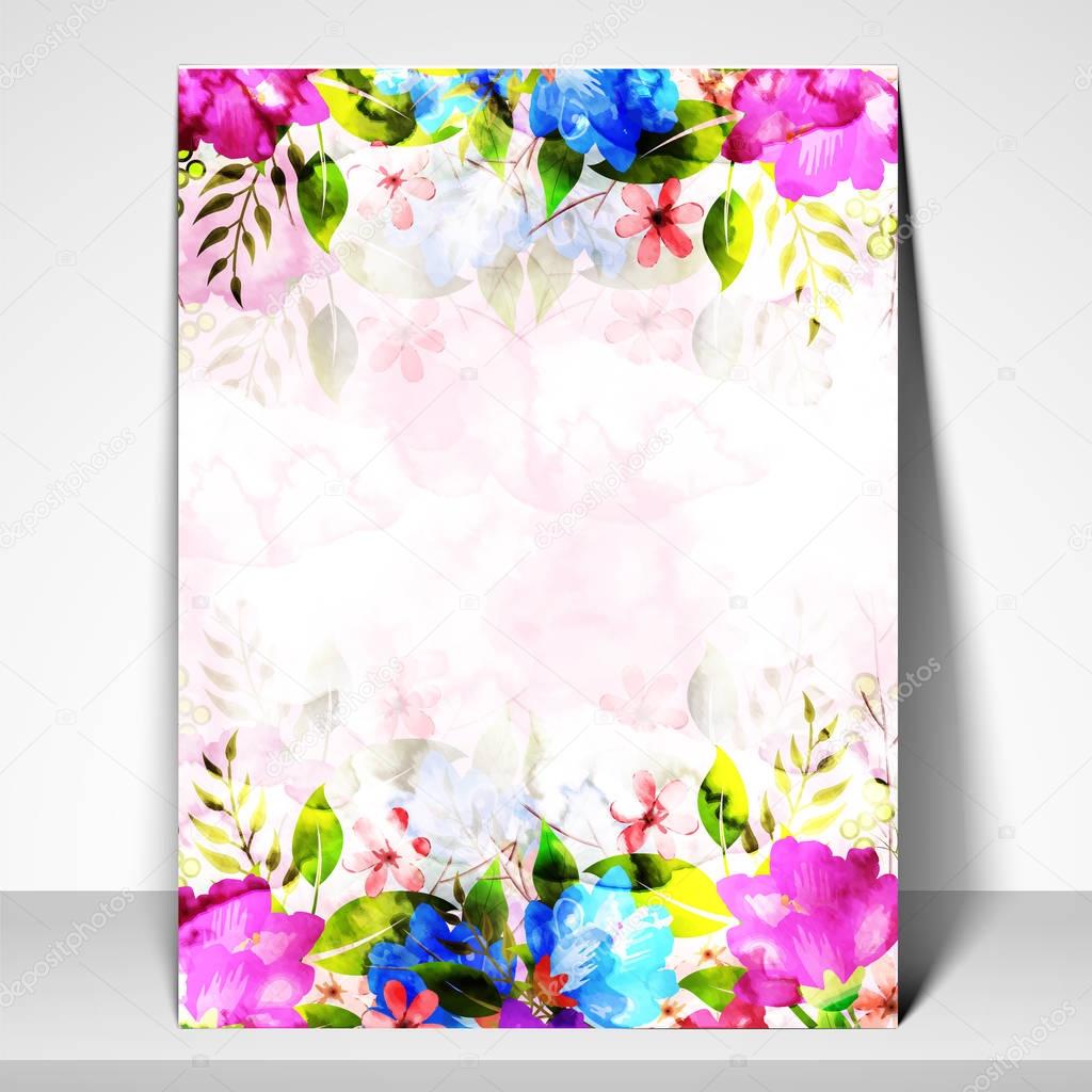 Artistic Greeting or Invitation Card with colorful flowers.