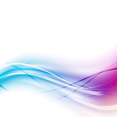 Beyaz arka plan üzerinde mavi ve pembe parlak dalgalar.