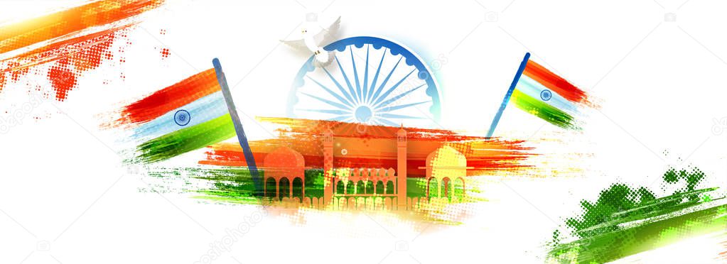 Social Media banner with Indian Flag and Monuments.