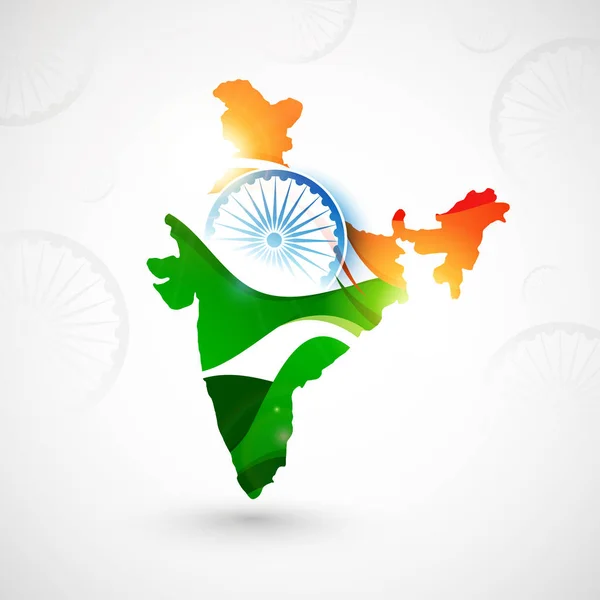 Karte der Republik Indien in den Farben der indischen Flagge. — Stockvektor