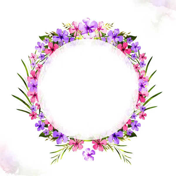 Carte d'invitation décorée de fleurs violettes et roses . — Image vectorielle