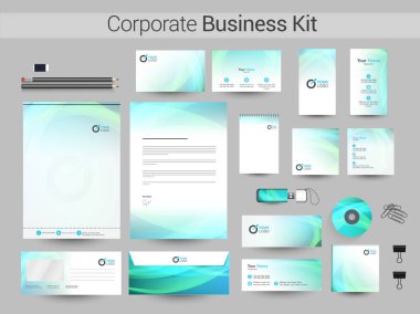 Kurumsal kimlik seti soyut dalgalı çizgili.