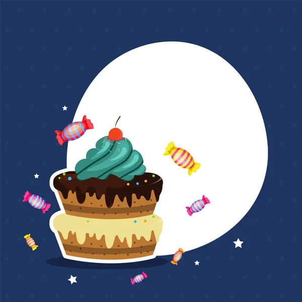 Celebrations background with cake and space for your text. — Stock Vector