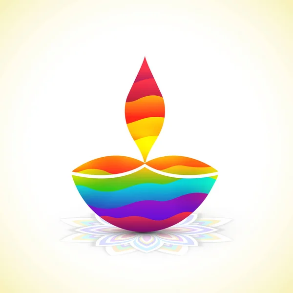 Lâmpada de óleo colorido para celebração Diwali . — Vetor de Stock