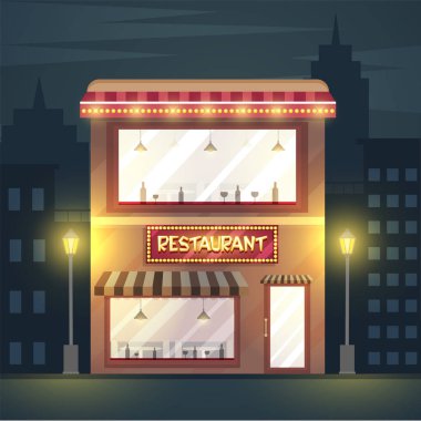 Bir Restoran, Kentsel şehir arka plan dış görünümü.
