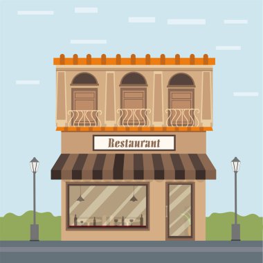 Bir Restoran, Kentsel şehir arka plan dış görünümü.