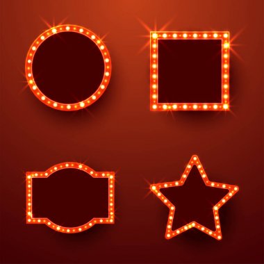 Ampuller, metin için yer ile çerçevelerle Retro kayan yazı.