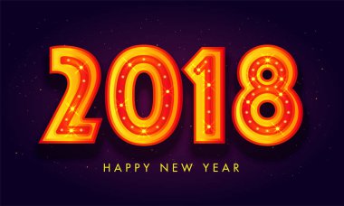 Mor arka plan üzerinde güzel metin 2018. Mutlu yeni yıl kavramı